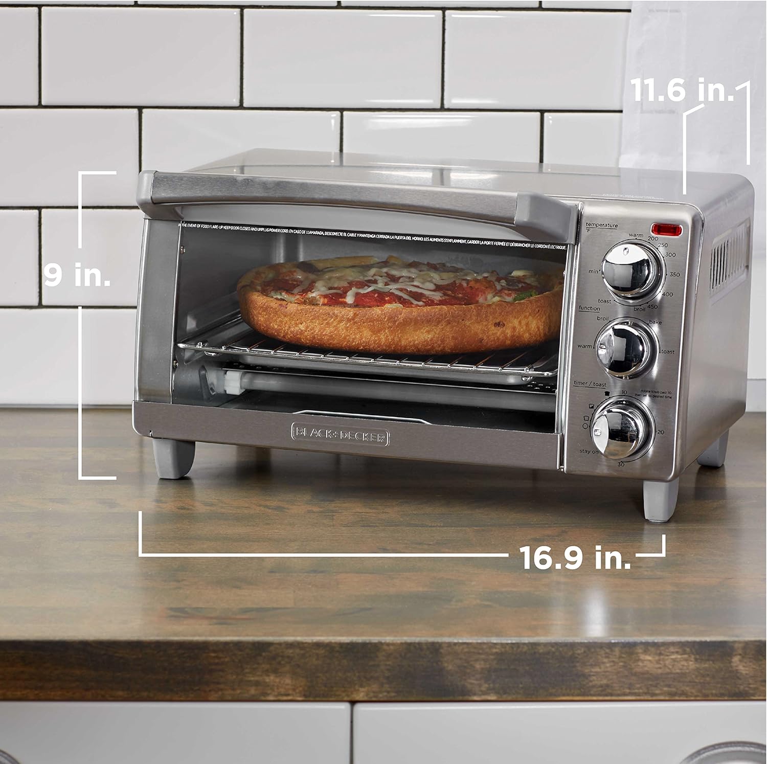 BLACK+DECKER 4-Slice Toaster Oven with Natural Convection, Stainless Steel, TO1760SS (TO1760SST-1) 7 BLACK+DECKER 4-Slice Toaster Oven with Natural Convection, Stainless Steel, TO1760SS (TO1760SST-1) - Image 7