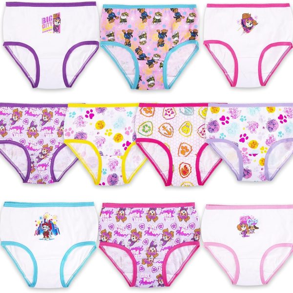 Paw Patrol girls 100% Combed Cotton 10-pack Underwear Available With Chase, Skye, Rubble and More in Sizes 2/3t, 4t, 4, 6, 8