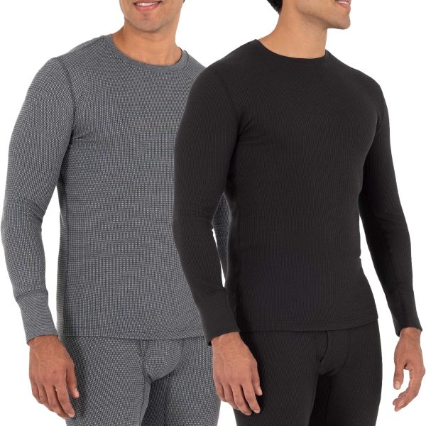 Fruit of the Loom Men's Recycled Waffle Thermal Underwear Crew Top (1 and 2 Packs)