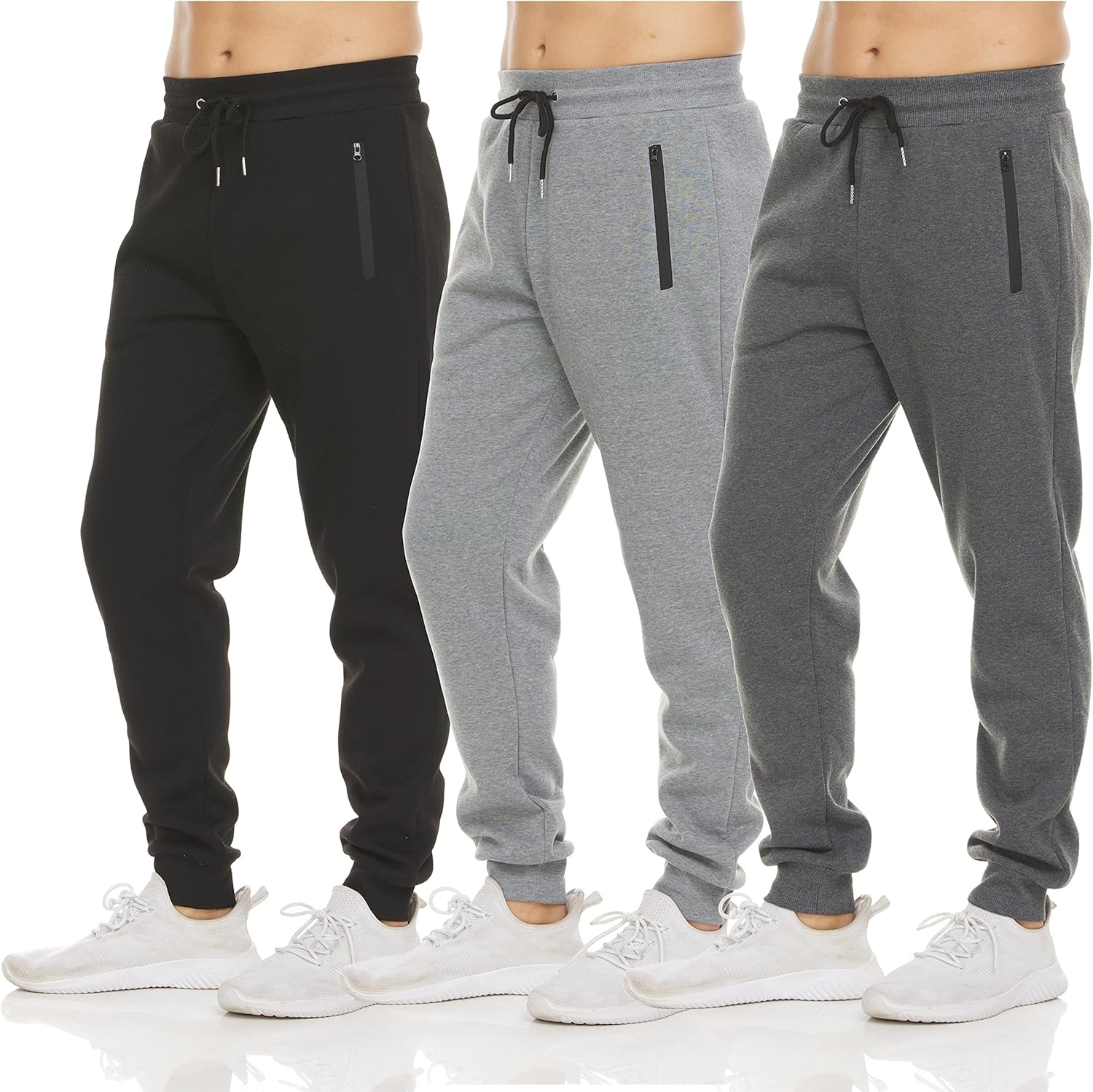 PURE CHAMP Mens 3 Pack Fleece Active Athletic Workout Jogger Sweatpants for Men with Zipper Pocket and Drawstring Size S-3XL 1 PURE CHAMP Mens 3 Pack Fleece Active Athletic Workout Jogger Sweatpants for Men with Zipper Pocket and Drawstring Size S-3XL