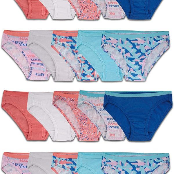 Fruit of the Loom Girls' Cotton Bikini Underwear Multipacks