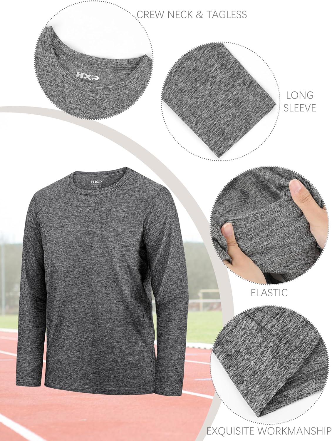 HXP 5 Pack Boys Long Sleeve Shirts Youth Dry Fit Shirts Boys' Activewear Athletic Performance T-Shirts Clothes 6-18 Years 2 HXP 5 Pack Boys Long Sleeve Shirts Youth Dry Fit Shirts Boys' Activewear Athletic Performance T-Shirts Clothes 6-18 Years - Image 2