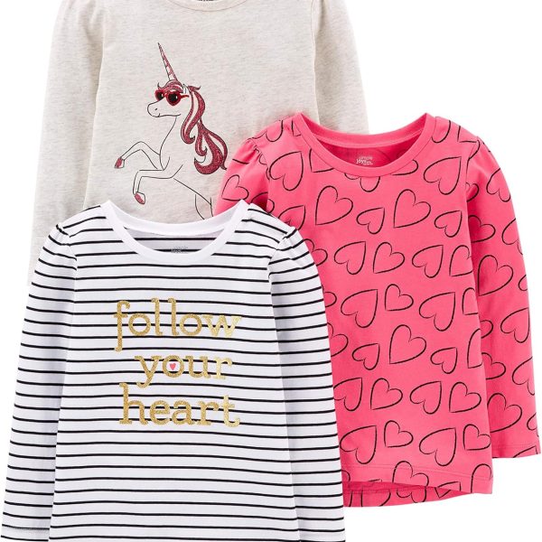 Simple Joys by Carter's Baby-Girls 3-Pack Graphic Long-Sleeve Tees
