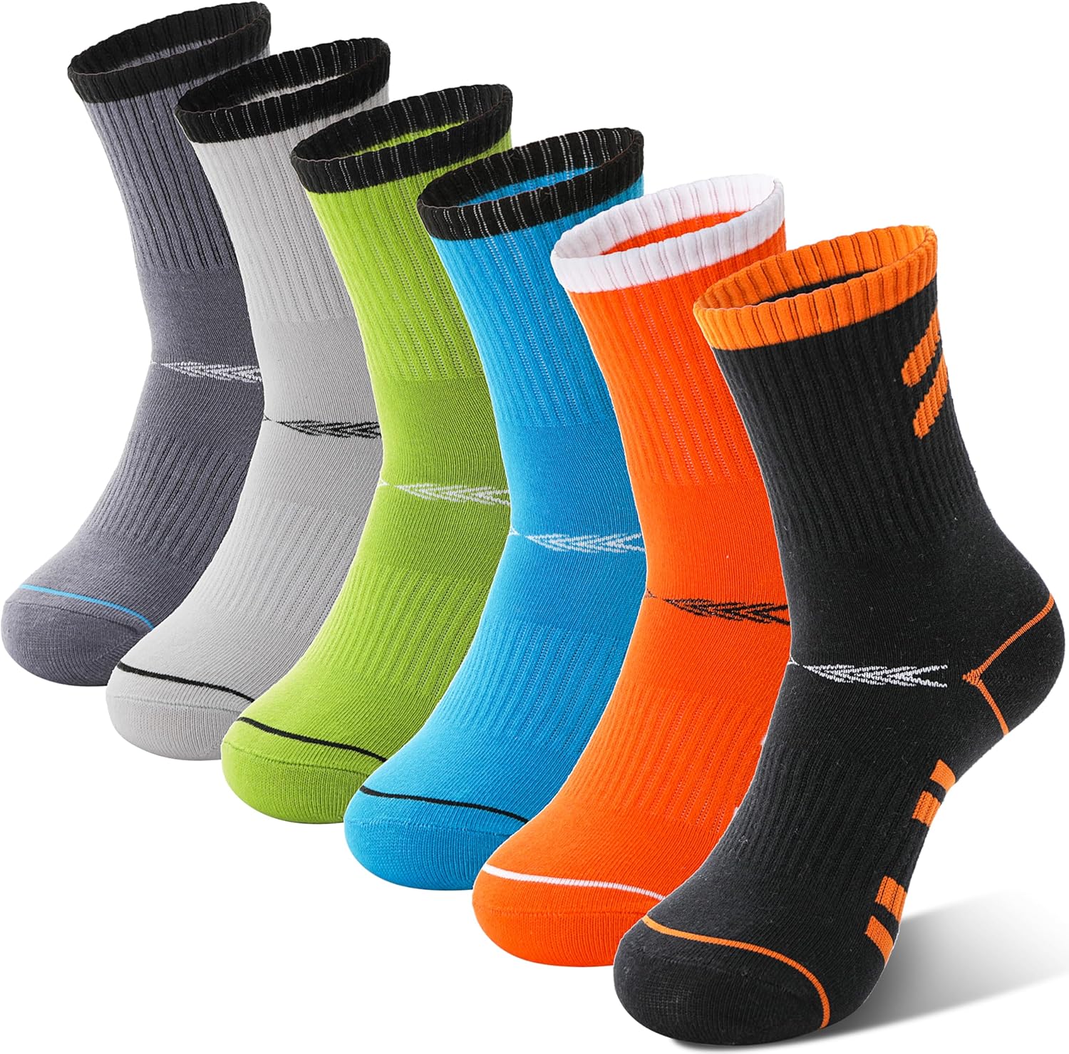 Sandsuced 6 Pairs Kids Boys Socks Athletic Basketball Sport Youth Sandsuced 6 Pairs Kids Boys Socks Athletic Basketball Sport Youth Crew Cotton Soft Breathable Socks for Outdoor