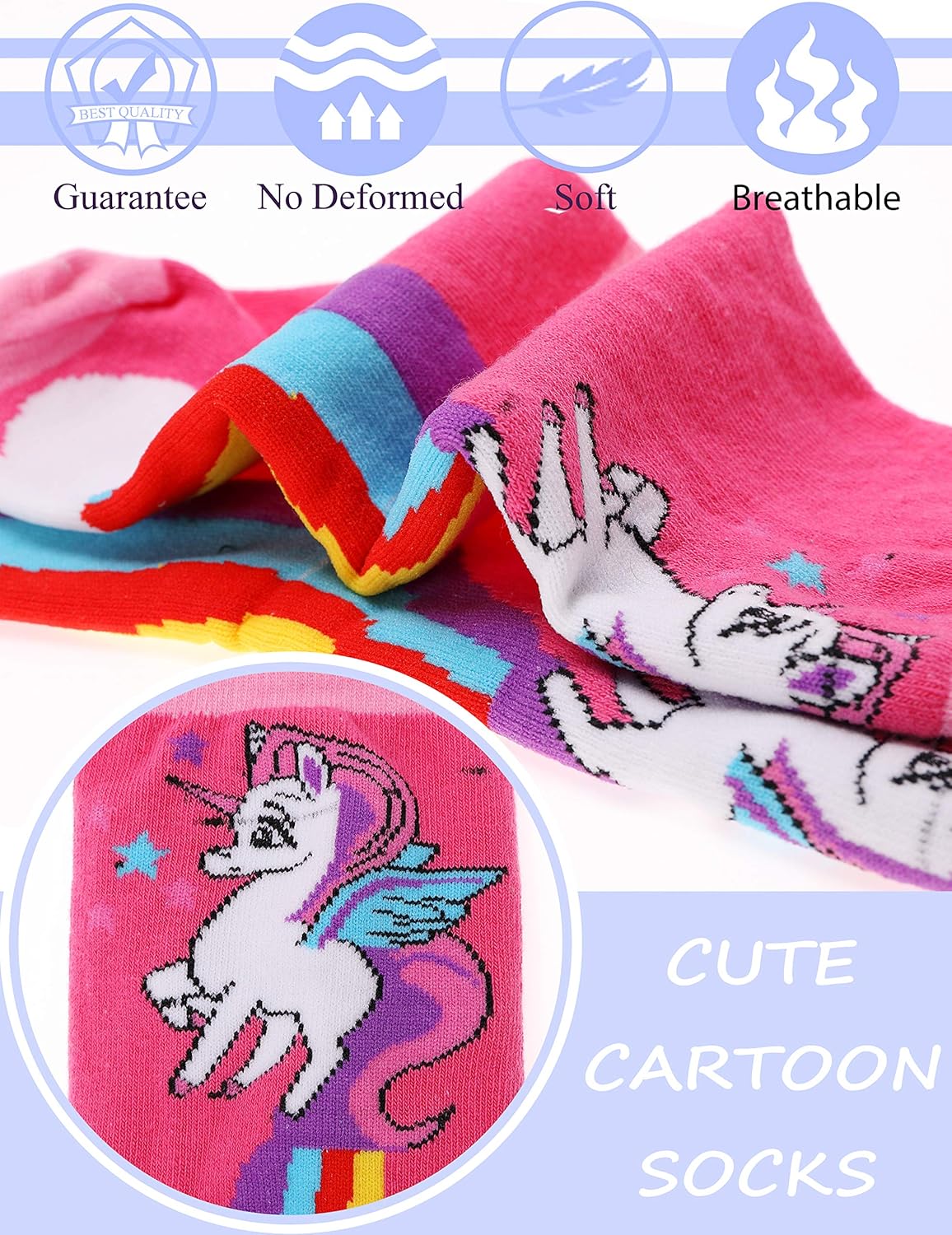 Anlisim Girls Socks Cute Animal Pattern Cartoon Novelty Fashion Soft Cotton Socks 6 Pairs 2 Anlisim Girls Socks Cute Animal Pattern Cartoon Novelty Fashion Soft Cotton Socks 6 Pairs - Image 2