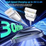 iPhone Charger 3pack 10FT Apple MFi Certified Long Lightning Cable Fast Charging High Speed Data Sync USB Cable Compatible iPhone 14/13/12/11 Pro Max/XS MAX/XR/XS/X/8/7/Plus/6S (Grey White) - Image 2