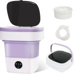 Portable Washing Machine, 16L Mini Foldable Washer with Spin Basket 3 Cleaning Modes, Small Collapsible Laundry Machine for Travel, Apartment, Home, and Camping,Purple