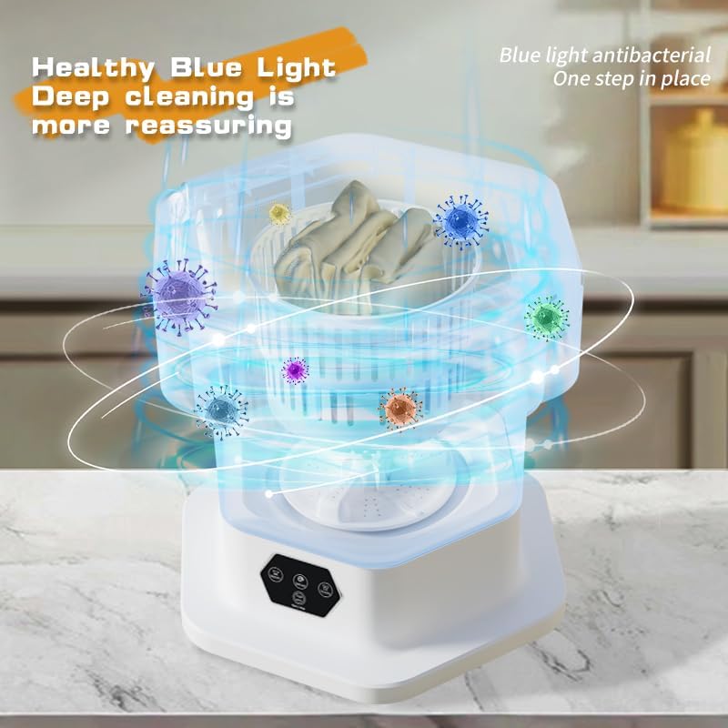 Portable Washing Machine 8L, Foldable Mini Washer & Spin Dryer with 3 Modes, Deep Cleaning for Underwear/Baby Clothes, Compact Laundry for Apartment, Dorm, Camping, RV, Travel - Purple 4 Portable Washing Machine 8L, Foldable Mini Washer & Spin Dryer with 3 Modes, Deep Cleaning for Underwear/Baby Clothes, Compact Laundry for Apartment, Dorm, Camping, RV, Travel - Purple - Image 4