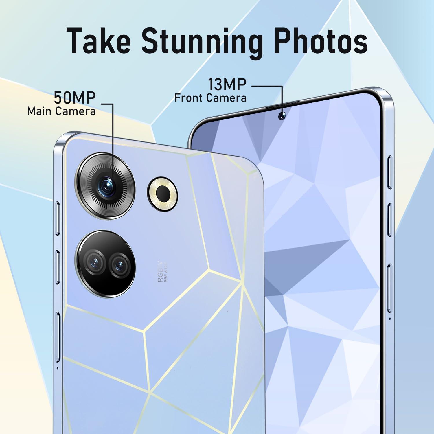 C20 Pro Unlocked Phone 8GB+256GB Android Phone 50MP+13MP Camera 6000mAh Large Battery Unique Appearance Design Fingerprint Face Unlock 4G Dual SIM (White1) 5 C20 Pro Unlocked Phone 8GB+256GB Android Phone 50MP+13MP Camera 6000mAh Large Battery Unique Appearance Design Fingerprint Face Unlock 4G Dual SIM (White1) - Image 5