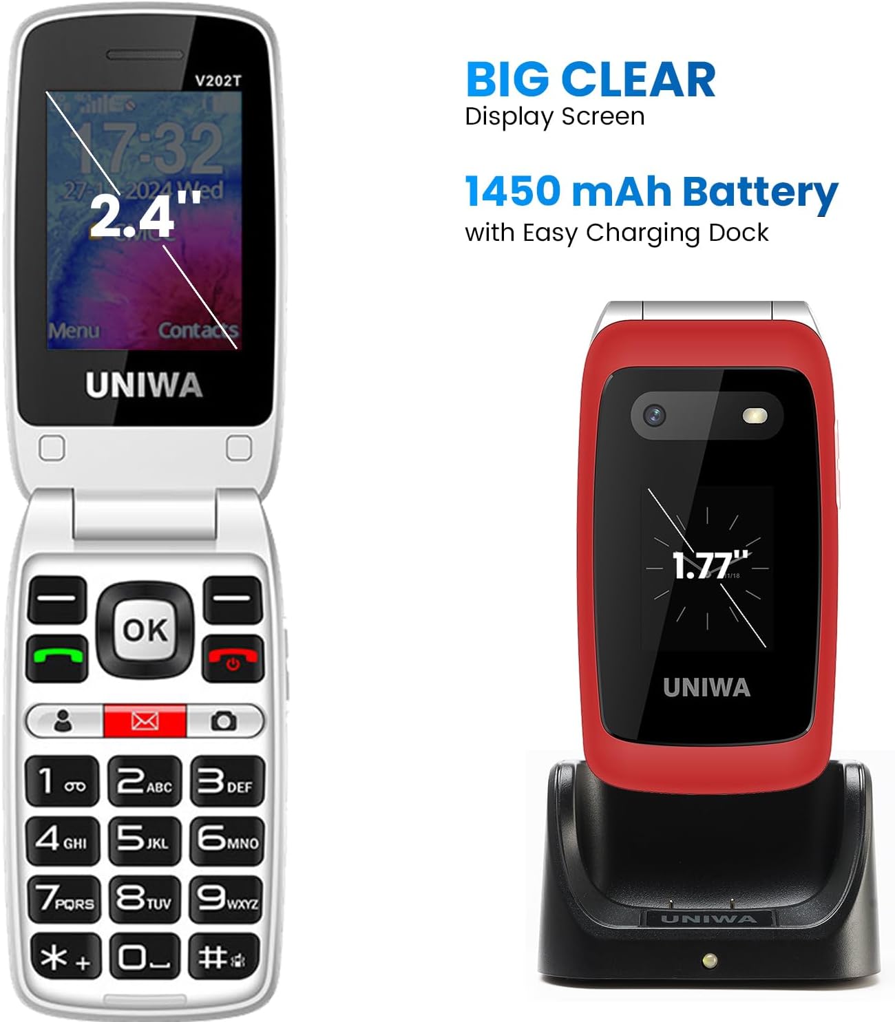 Mosthink 4G Unlocked Flip Cell Phone for Seniors with Speed Talk SIM Card, SOS Big Button Basic Cell Phone for Elderly, 2.4'' HD Display, Clear Sound, 1450mAh Battery with Charging Dock 5 Mosthink 4G Unlocked Flip Cell Phone for Seniors with Speed Talk SIM Card, SOS Big Button Basic Cell Phone for Elderly, 2.4'' HD Display, Clear Sound, 1450mAh Battery with Charging Dock - Image 5