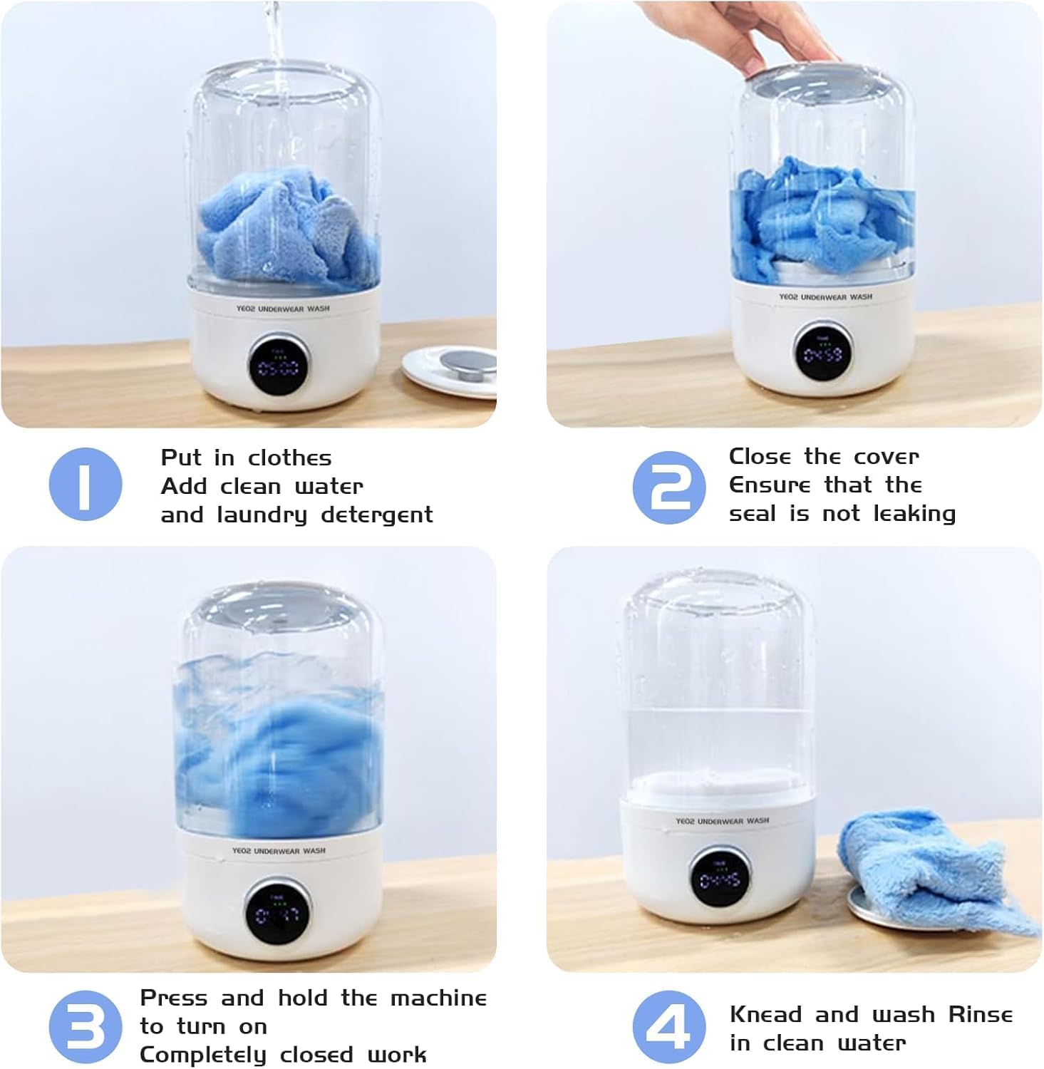 Underwear Washing Machine, 1.2L Mini Portable Washing Machine, Rechargeable Cordless Underwear Washer Deep Cleans Small Clothes for Apartment, Dorm, RV, Travel & Hotel Use 2 Underwear Washing Machine, 1.2L Mini Portable Washing Machine, Rechargeable Cordless Underwear Washer Deep Cleans Small Clothes for Apartment, Dorm, RV, Travel & Hotel Use - Image 2