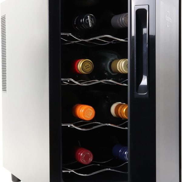 Koolatron 8 Bottle Wine Fridge – Freestanding Wine Cooler with Glass Door, 0.8 cu. ft (23 L), Beverage Can Refrigerator, Digital Temperature Control, Ideal for Red, White & Sparkling Wine, Champagne