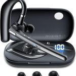 Bluetooth Headset V5.3, Wireless Earpiece with 500mAh Charging Case Hand-Free Headphones Noise Canceling Mic for Office/Driving/Business,Black