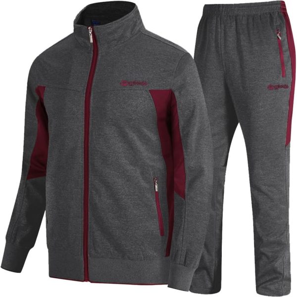 TBMPOY Men's Tracksuits Sweatsuits for Men Sweat Track Suits 2 Piece Casual Athletic Jogging Warm Up Full Zip Sets