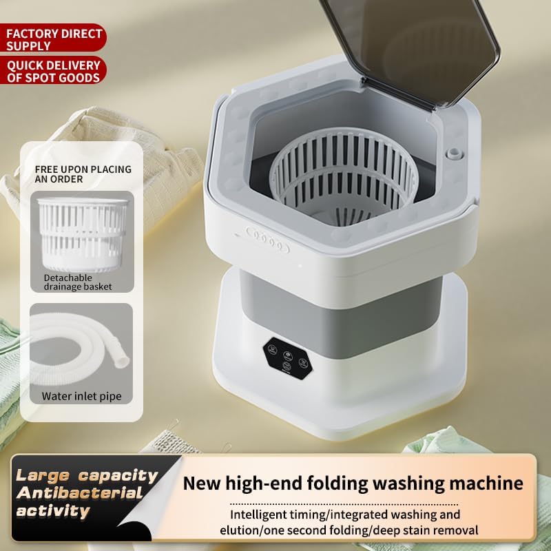 Portable Washing Machine 8L, Foldable Mini Washer & Spin Dryer with 3 Modes, Deep Cleaning for Underwear/Baby Clothes, Compact Laundry for Apartment, Dorm, Camping, RV, Travel - Purple 6 Portable Washing Machine 8L, Foldable Mini Washer & Spin Dryer with 3 Modes, Deep Cleaning for Underwear/Baby Clothes, Compact Laundry for Apartment, Dorm, Camping, RV, Travel - Purple - Image 6