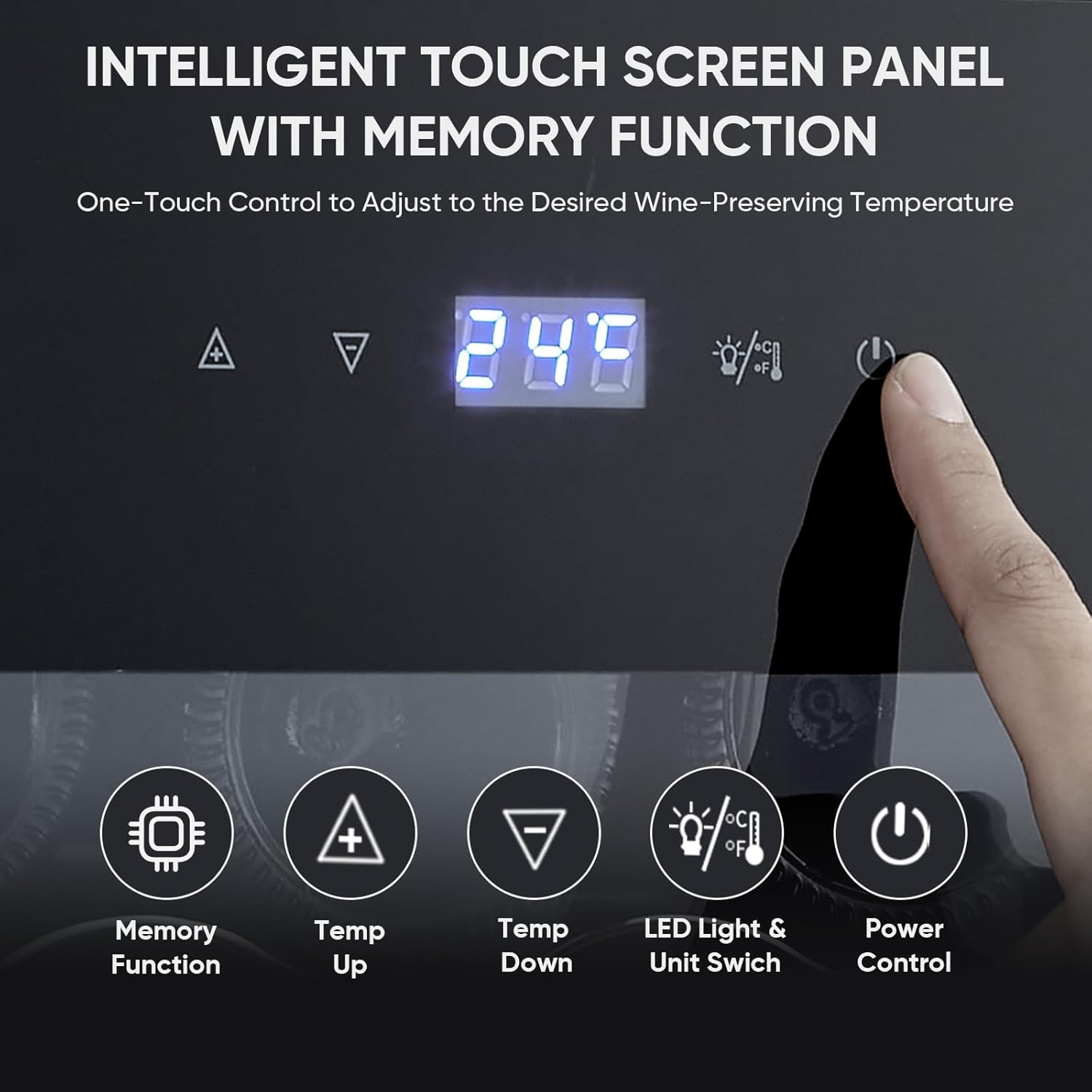 Mini Wine Fridge-Black, 18 Bottles Low Noise Compressor Wine Cooler, Freestanding Wine Cellar with Glass Door and Digital Temperature Control, 14 Inch Wine Refrigerator for Bar, Home & Office 3 Mini Wine Fridge-Black, 18 Bottles Low Noise Compressor Wine Cooler, Freestanding Wine Cellar with Glass Door and Digital Temperature Control, 14 Inch Wine Refrigerator for Bar, Home & Office - Image 3