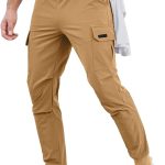 Comdecevis Men's Cargo Jogger Pants Stretch Sweatpants Slim Fit Tactical Pants with Zipper Pockets Casual Trousers