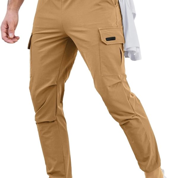 Comdecevis Men's Cargo Jogger Pants Stretch Sweatpants Slim Fit Tactical Pants with Zipper Pockets Casual Trousers