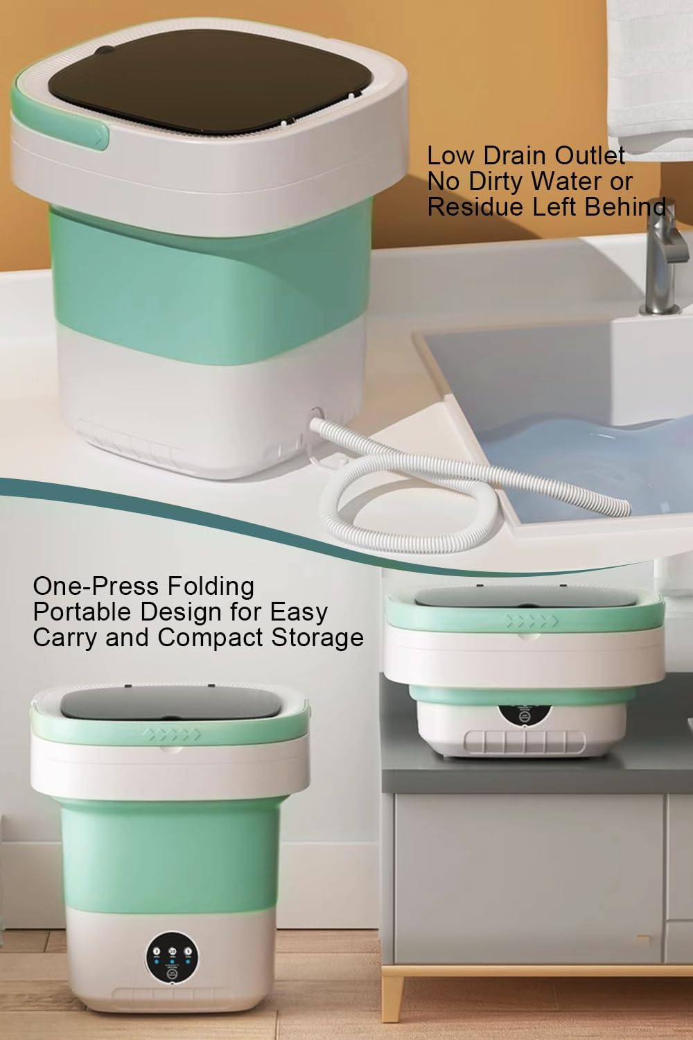 Portable Washing Machine, 16L Mini Foldable Washer with Spin Basket 3 Cleaning Modes, Small Collapsible Laundry Machine for Travel, Apartment, Home, and Camping,Purple 5 Portable Washing Machine, 16L Mini Foldable Washer with Spin Basket 3 Cleaning Modes, Small Collapsible Laundry Machine for Travel, Apartment, Home, and Camping,Purple - Image 5