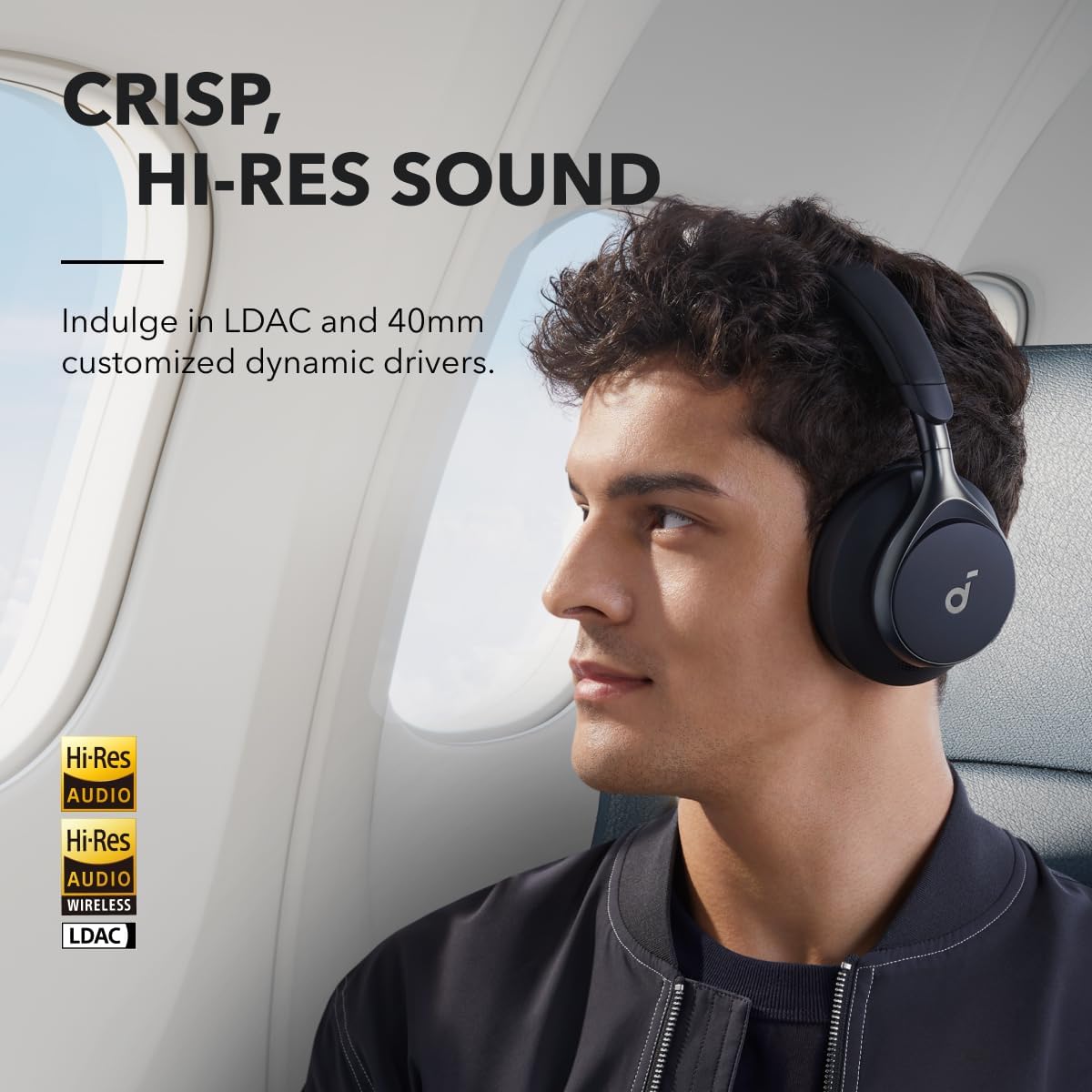 Soundcore by Anker, Space One, Active Noise Cancelling Headphones, 2X Stronger Voice Reduction, 40H ANC Playtime, App Control, LDAC Hi-Res Wireless Audio, Comfortable Fit, Clear Calls, Bluetooth 5.3 4 Soundcore by Anker, Space One, Active Noise Cancelling Headphones, 2X Stronger Voice Reduction, 40H ANC Playtime, App Control, LDAC Hi-Res Wireless Audio, Comfortable Fit, Clear Calls, Bluetooth 5.3 - Image 4