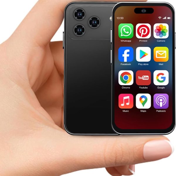 Mini Phone for Kids, Unlocked Kid Phone, 4.0 inch HD Touch Screen, 3GB+32GB, 4G, Dual SIM, Face ID, Android 10.0, GPS, Kids Smart Phone (Black)