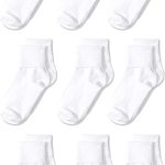 Amazon Essentials Girls and Toddlers' Cotton Blend Uniform Turn Cuff Socks, 9 Pairs