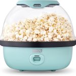 Dash SmartStore Deluxe Stirring Popcorn Maker - Hot Oil Electric Popcorn Popper with Butter-Warming Tray, Clear Serving Bowl, Storage Lid & Measuring Cup - 24 Cups, Aqua