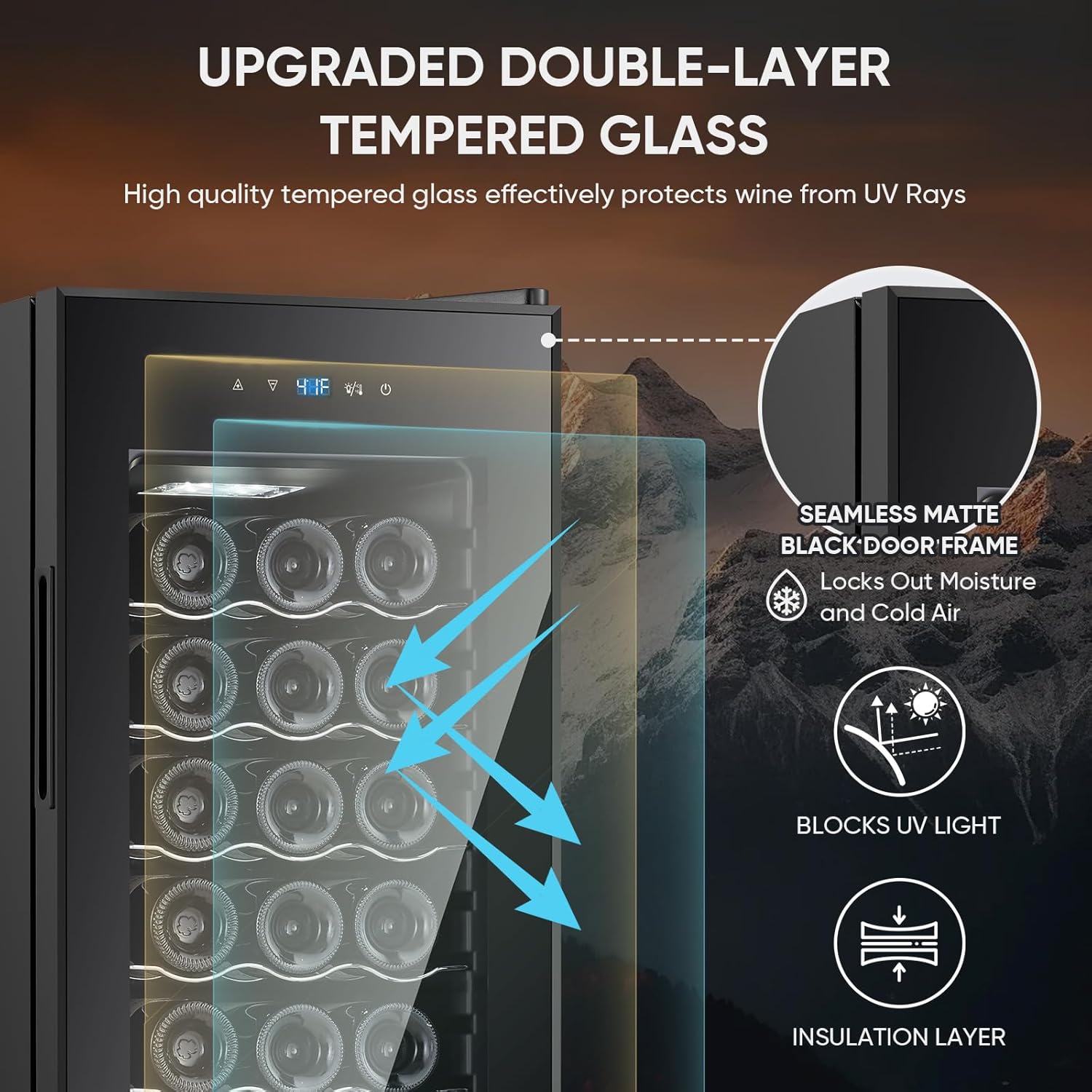 Mini Wine Fridge-Black, 18 Bottles Low Noise Compressor Wine Cooler, Freestanding Wine Cellar with Glass Door and Digital Temperature Control, 14 Inch Wine Refrigerator for Bar, Home & Office 5 Mini Wine Fridge-Black, 18 Bottles Low Noise Compressor Wine Cooler, Freestanding Wine Cellar with Glass Door and Digital Temperature Control, 14 Inch Wine Refrigerator for Bar, Home & Office - Image 5