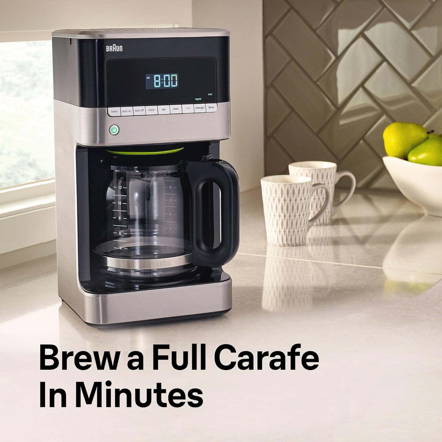 Braun BrewSense 12 Cup Drip Coffee Maker - Pause & Pour Mid Brew, Coffee Machine with 24-Hour Timer & Clock, Bold & Regular Strength, 1-4 Cup Functions, Self Clean, Auto Shutoff, Stainless Steel 2 Braun BrewSense 12 Cup Drip Coffee Maker - Pause & Pour Mid Brew, Coffee Machine with 24-Hour Timer & Clock, Bold & Regular Strength, 1-4 Cup Functions, Self Clean, Auto Shutoff, Stainless Steel - Image 2