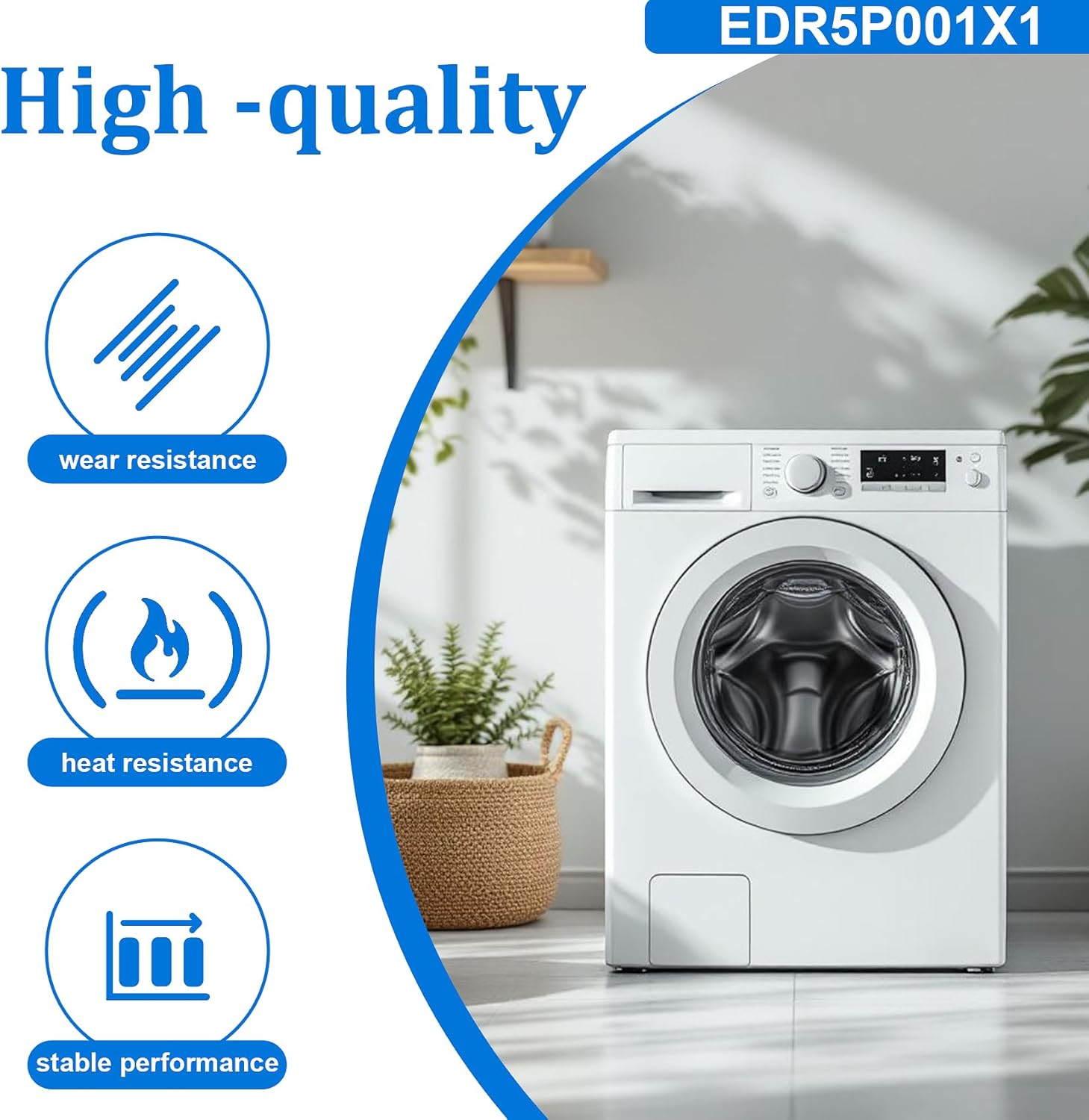 WE12X27300 Washer Drive Belt for GE Washing Machines, Replaces 4587578, AP6328196, PS12342956, EAP12342956, 253C1275P001, 5PJ587SJ161, Durable Rubber Drive Belt for GE GUD/GUV Series 4 WE12X27300 Washer Drive Belt for GE Washing Machines, Replaces 4587578, AP6328196, PS12342956, EAP12342956, 253C1275P001, 5PJ587SJ161, Durable Rubber Drive Belt for GE GUD/GUV Series - Image 4