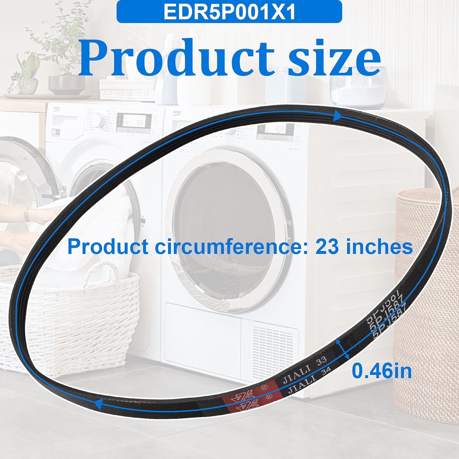 WE12X27300 Washer Drive Belt for GE Washing Machines, Replaces 4587578, AP6328196, PS12342956, EAP12342956, 253C1275P001, 5PJ587SJ161, Durable Rubber Drive Belt for GE GUD/GUV Series 6 WE12X27300 Washer Drive Belt for GE Washing Machines, Replaces 4587578, AP6328196, PS12342956, EAP12342956, 253C1275P001, 5PJ587SJ161, Durable Rubber Drive Belt for GE GUD/GUV Series - Image 6