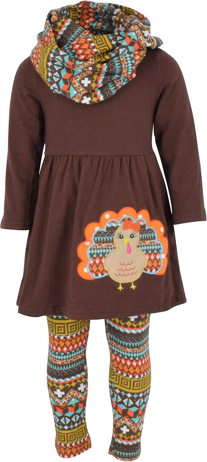 Unique Baby Girls Kids Toddler 3pc Outfit Set Long Sleeve Stretch Tunic Top Leggings and Scarf 1 Unique Baby Girls Kids Toddler 3pc Outfit Set Long Sleeve Stretch Tunic Top Leggings and Scarf