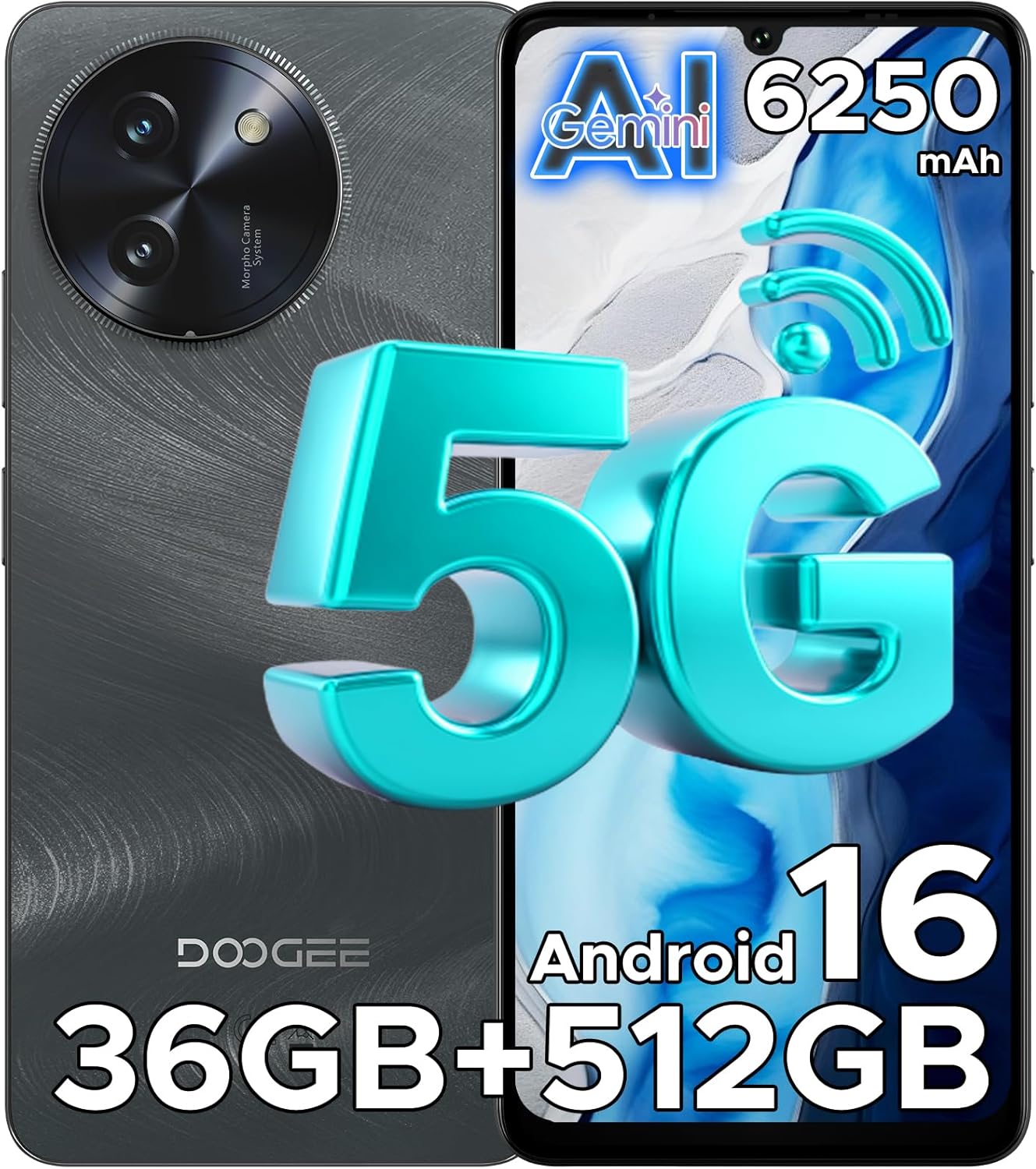 DOOGEE Note 59 Pro+ 5G Android 16 Cell Phone - Gemini AI, Unlocked Dual SIM, 36GB RAM+512GB ROM/2TB Expand, 6.75" 120Hz Display, 50MP AI Camera, 6250mAh Battery, NFC, GPS, Face & Fingerprint Unlock 1 DOOGEE Note 59 Pro+ 5G Android 16 Cell Phone - Gemini AI, Unlocked Dual SIM, 36GB RAM+512GB ROM/2TB Expand, 6.75" 120Hz Display, 50MP AI Camera, 6250mAh Battery, NFC, GPS, Face & Fingerprint Unlock