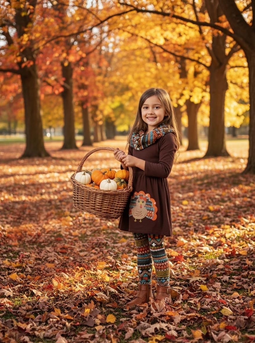 Unique Baby Girls Kids Toddler 3pc Outfit Set Long Sleeve Stretch Tunic Top Leggings and Scarf 7 Unique Baby Girls Kids Toddler 3pc Outfit Set Long Sleeve Stretch Tunic Top Leggings and Scarf - Image 7