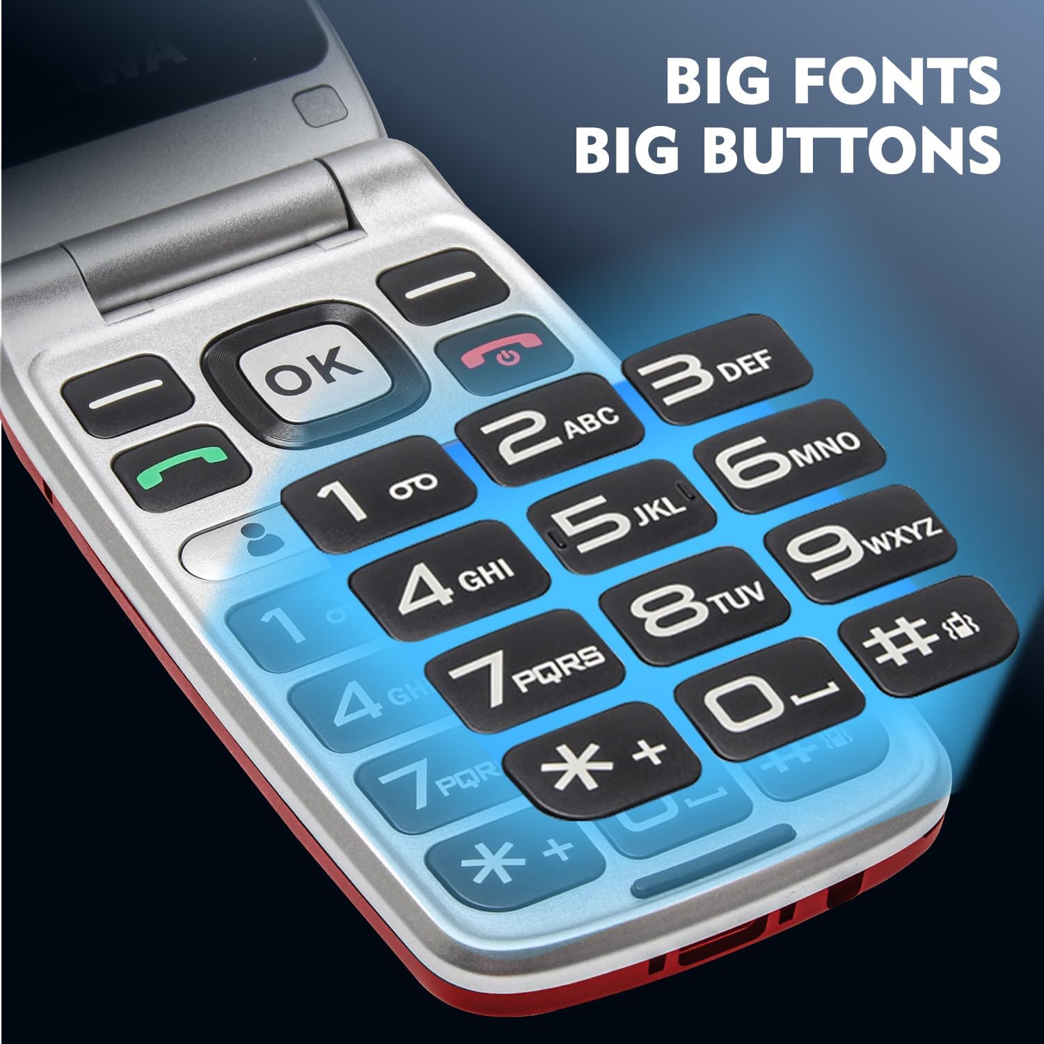 Mosthink 4G Unlocked Flip Cell Phone for Seniors with Speed Talk SIM Card, SOS Big Button Basic Cell Phone for Elderly, 2.4'' HD Display, Clear Sound, 1450mAh Battery with Charging Dock 3 Mosthink 4G Unlocked Flip Cell Phone for Seniors with Speed Talk SIM Card, SOS Big Button Basic Cell Phone for Elderly, 2.4'' HD Display, Clear Sound, 1450mAh Battery with Charging Dock - Image 3