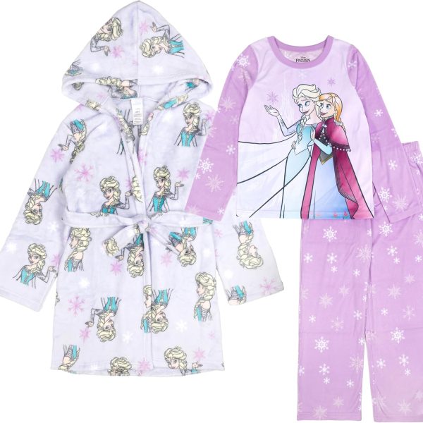 Reddit Deals | Shop the Best Online Deals 6 Disney Girls' 3-piece Bathrobe & Loose-fit Long-Sleeve Pajama Set, Soft & Cute for Kids