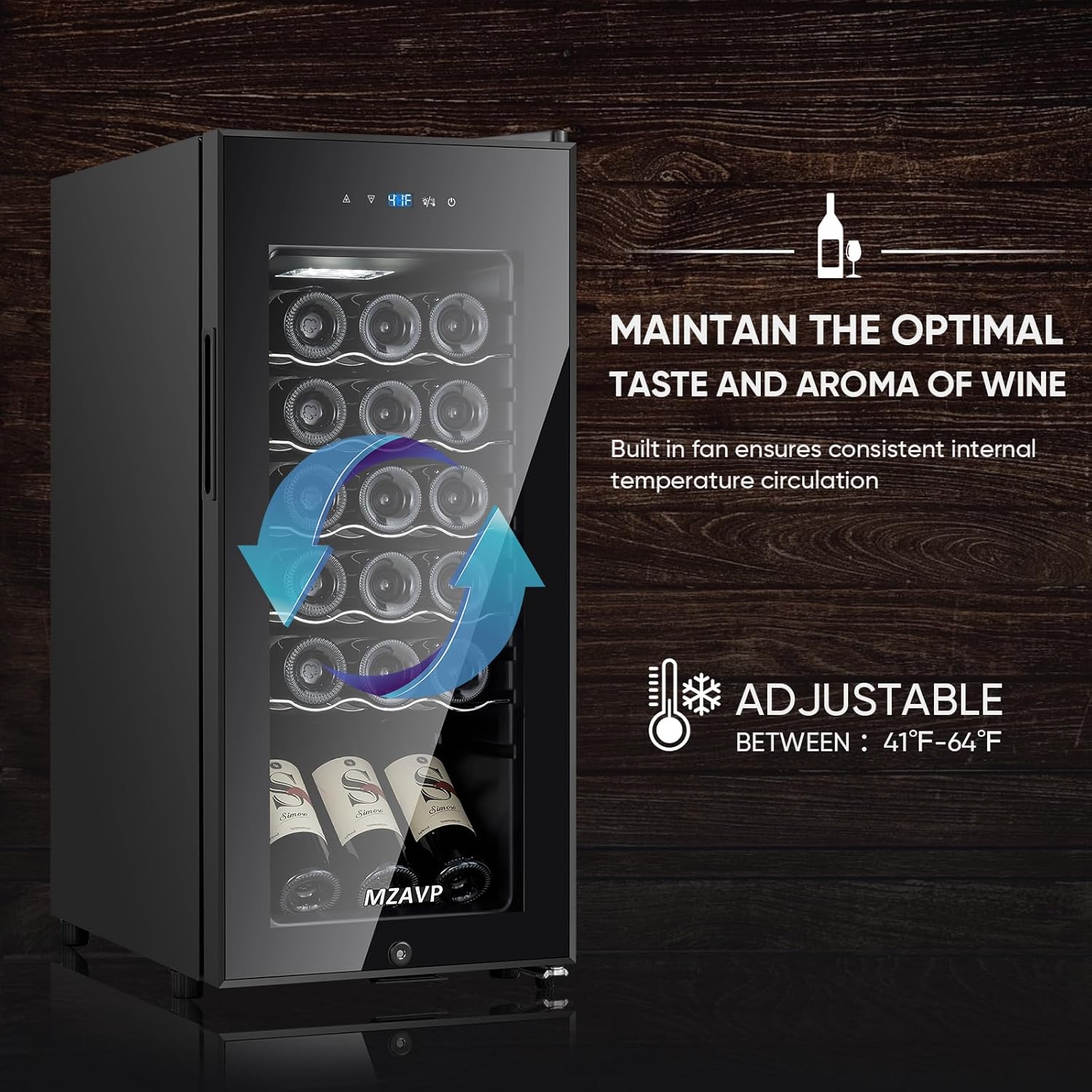Mini Wine Fridge-Black, 18 Bottles Low Noise Compressor Wine Cooler, Freestanding Wine Cellar with Glass Door and Digital Temperature Control, 14 Inch Wine Refrigerator for Bar, Home & Office 2 Mini Wine Fridge-Black, 18 Bottles Low Noise Compressor Wine Cooler, Freestanding Wine Cellar with Glass Door and Digital Temperature Control, 14 Inch Wine Refrigerator for Bar, Home & Office - Image 2