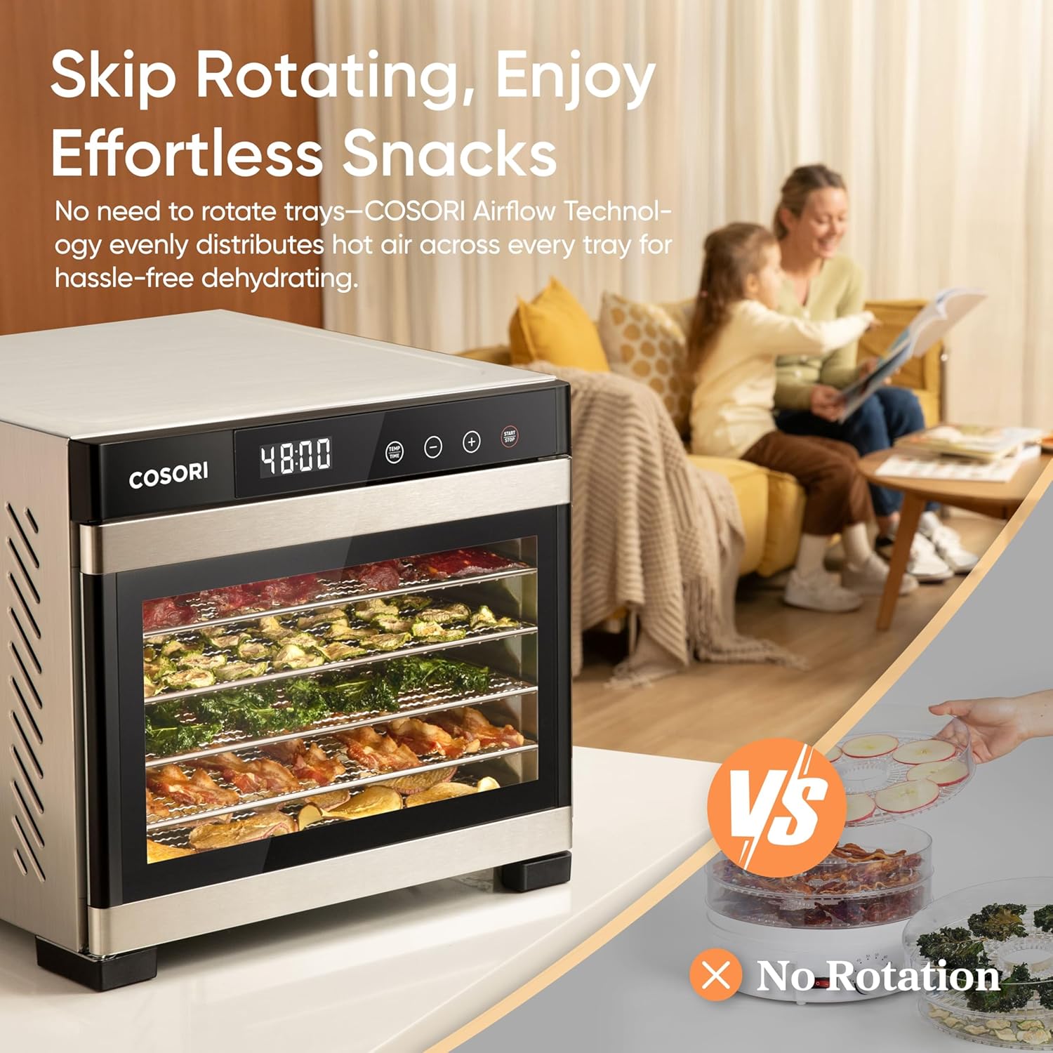 COSORI Food Dehydrator, Bigger Than 7 Trays With Large 6.5" Drying Space, 600W Power Saves More Time Than 480W, 165°F Dehydrated Dryer for Jerky, Dog Treats, Herbs, Meat, Fruit, and Yogurt, Silver 3 COSORI Food Dehydrator, Bigger Than 7 Trays With Large 6.5" Drying Space, 600W Power Saves More Time Than 480W, 165°F Dehydrated Dryer for Jerky, Dog Treats, Herbs, Meat, Fruit, and Yogurt, Silver - Image 3