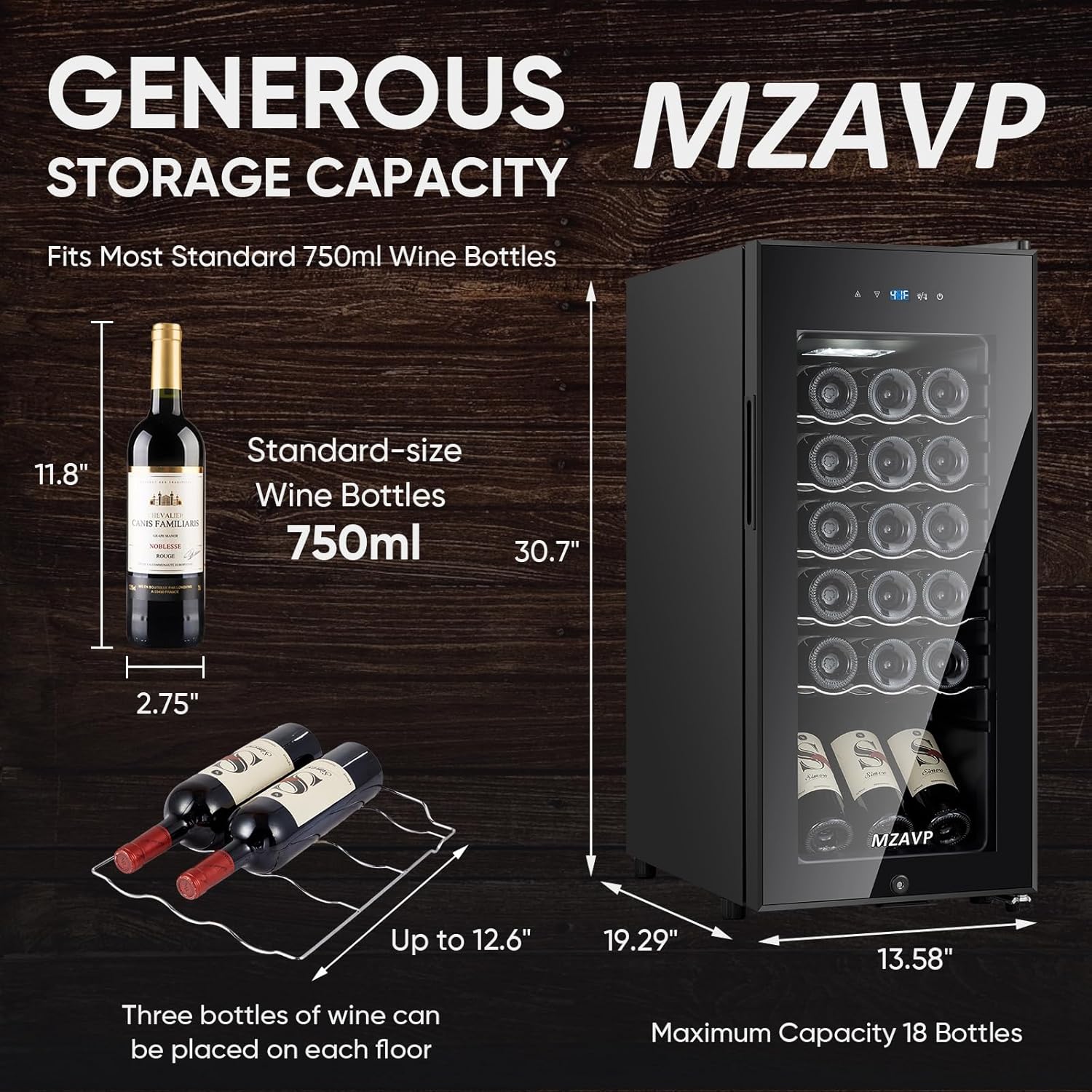 Mini Wine Fridge-Black, 18 Bottles Low Noise Compressor Wine Cooler, Freestanding Wine Cellar with Glass Door and Digital Temperature Control, 14 Inch Wine Refrigerator for Bar, Home & Office 7 Mini Wine Fridge-Black, 18 Bottles Low Noise Compressor Wine Cooler, Freestanding Wine Cellar with Glass Door and Digital Temperature Control, 14 Inch Wine Refrigerator for Bar, Home & Office - Image 7