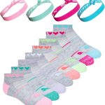 PUMA girls 8 Pack Low Cut Socks + Hair Ties
