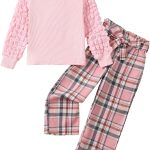 Little Girls Clothes 2 Piece Outfit Kids Long Sleeve T Shirt Pant Set Cute Fall Winter Outfits for Girl Age 4-8