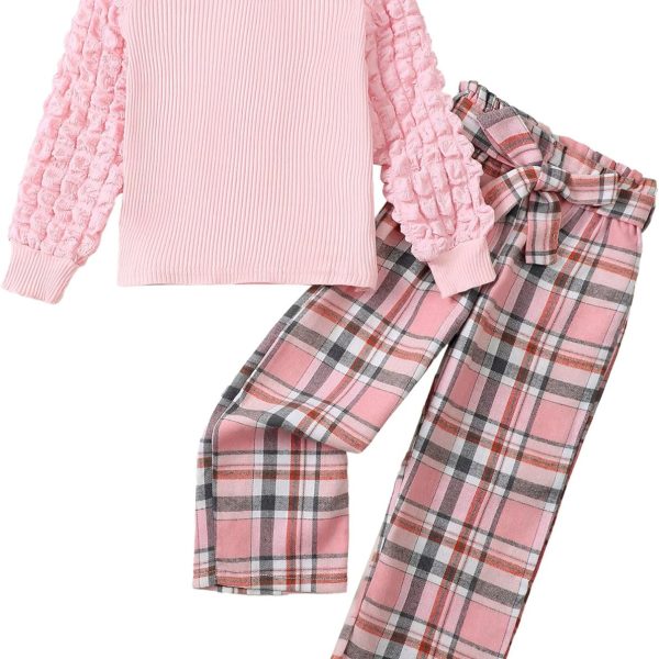 Little Girls Clothes 2 Piece Outfit Kids Long Sleeve T Shirt Pant Set Cute Fall Winter Outfits for Girl Age 4-8